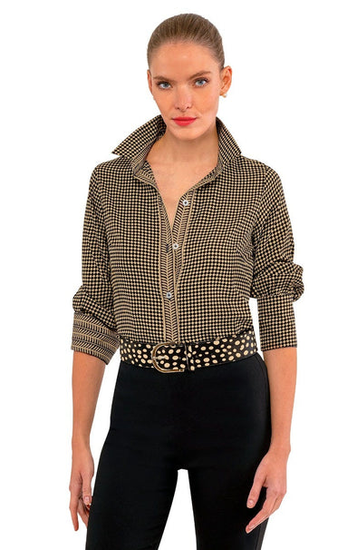 Gretchen Scott Boyfriend Shirt - Checkmate - Black/Khaki