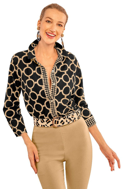 Gretchen Scott Boyfriend Shirt - Dip & Dots - Black