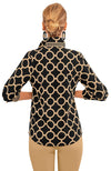 Back view of the Gretchen Scott Boyfriend Shirt - Dip & Dots - Black