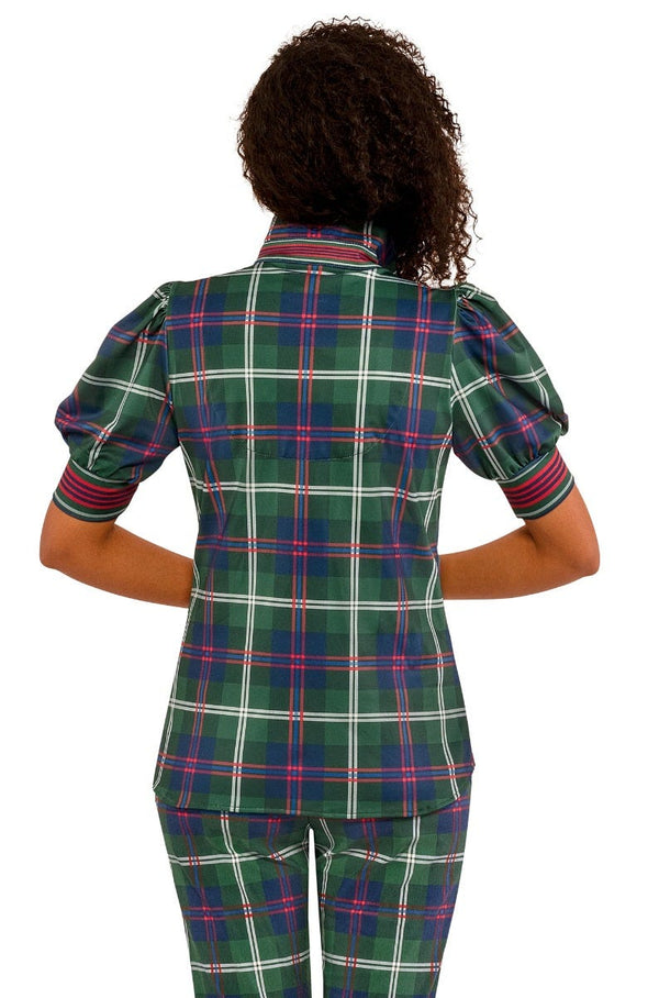 Gretchen Scott Puff Sleeve Top - Middleton Plaid - Green