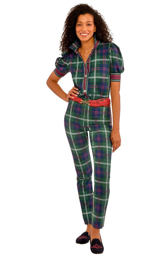Gretchen Scott Puff Sleeve Top - Middleton Plaid - Green