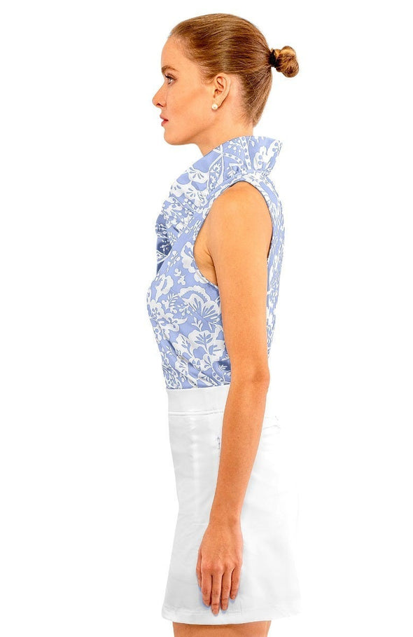 Gretchen Scott Ruff Neck Sleeveless Top - Flora Periwinkle