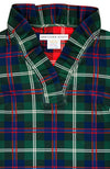 Up close view of the Gretchen Scott Ruff Neck Top - Middleton Plaid - Green