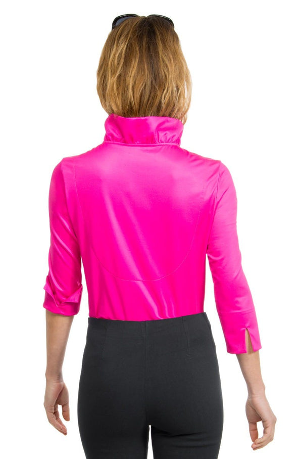 Gretchen Scott Ruff Neck Jersey Top - Solid Pink