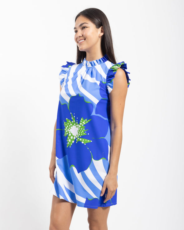 Jude Connally Shari Dress - Bold Floral Periwinkle