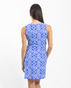 Back view of Jude Connally Beth Dress in Sunburst Tile Cobalt