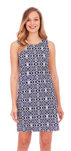 Front view of Jude Connally Beth Dress in Lattice Geo Navy