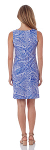 Back view of Jude Connally Beth Dress in Tonal Paisley Sapphire