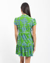 Back view of Jude Connally Ginger Dress in Bamboo Lattice Grass Green