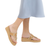 Jack Rogers Jacks Cork Mid Wedge - Cork/Gold on foot