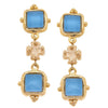 Flat view of the Susan Shaw Charlotte Deux Tier Earrings in Parisian Blue