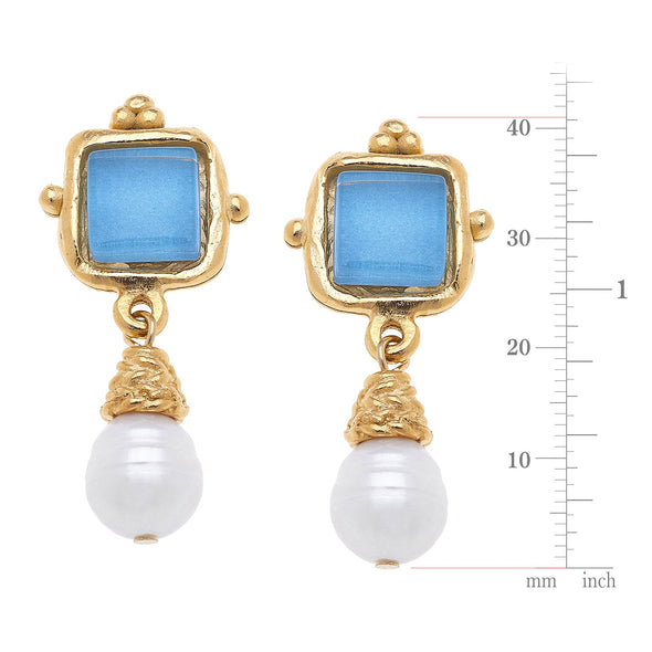Size of the Susan Shaw Charlotte Mini Drop Earrings in Parisian Blue
