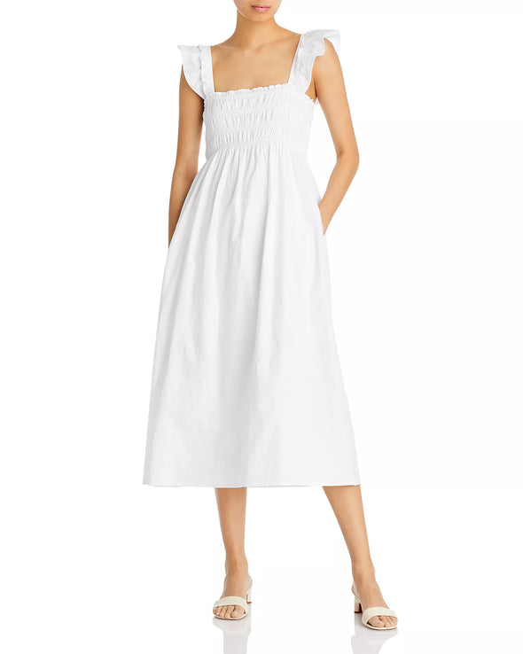 Front view of the French Connection Isla Dress - Linen White