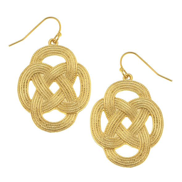 Flat view of the Susan Shaw Woven Loop Earrings