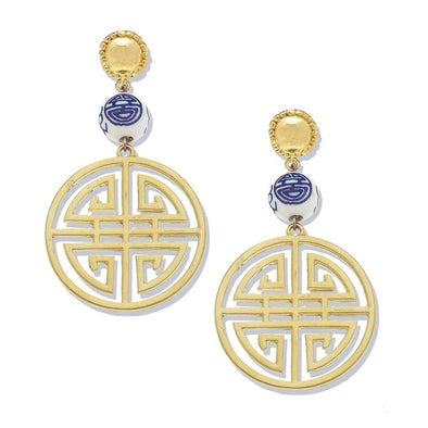 Flat view of the Susan Shaw Happiness Earrings