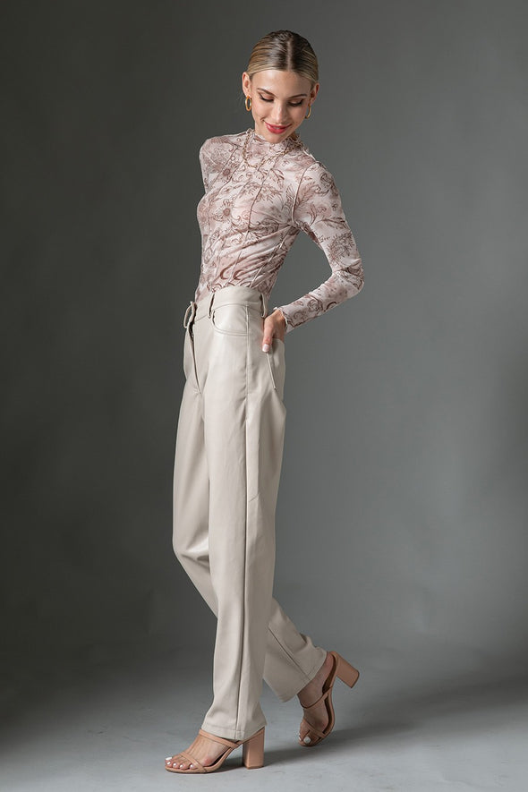Illa Illa Vegan Leather Pants - Beige