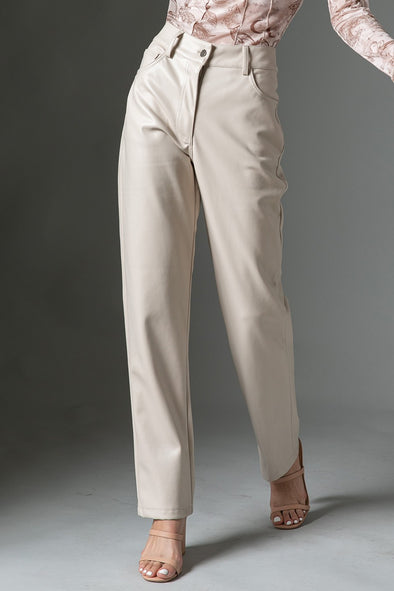 Illa Illa Vegan Leather Pants - Beige