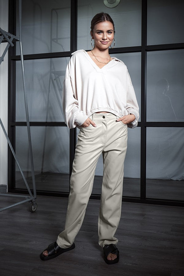 Illa Illa Vegan Leather Pants - Beige