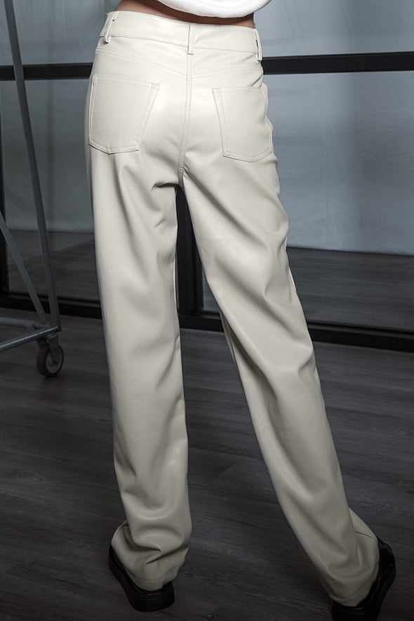 Illa Illa Vegan Leather Pants - Beige