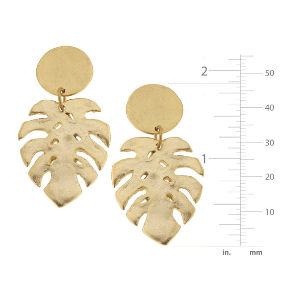 Size of the Susan Shaw Tropical Palm Leaf Earrings