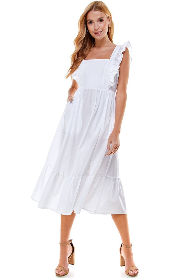 Molly Ruffle Dress - White