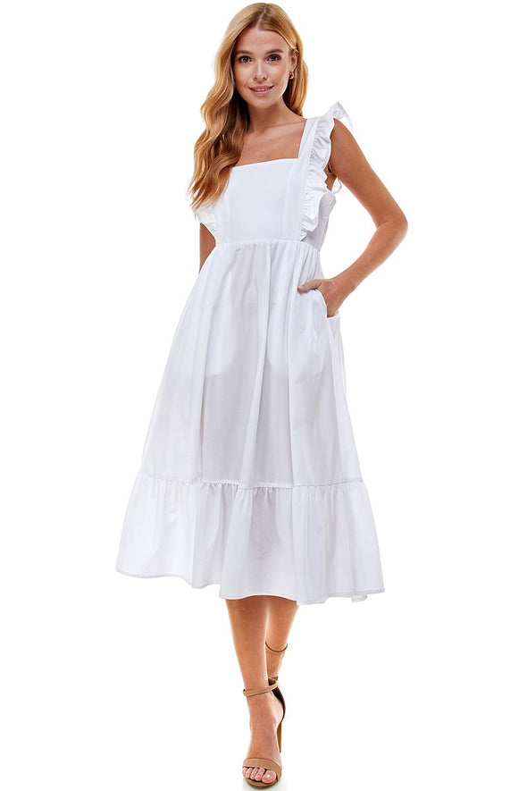 Molly Ruffle Dress - White