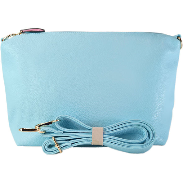 Vegan Leather Reversible 2-in-1 Tote Bag - Sky Blue/Baby Pink