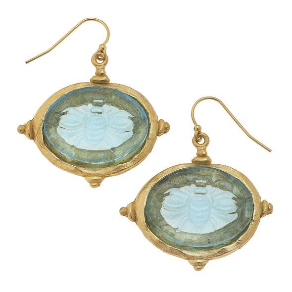 Flat view of the Susan Shaw Venetian Bee Earrings