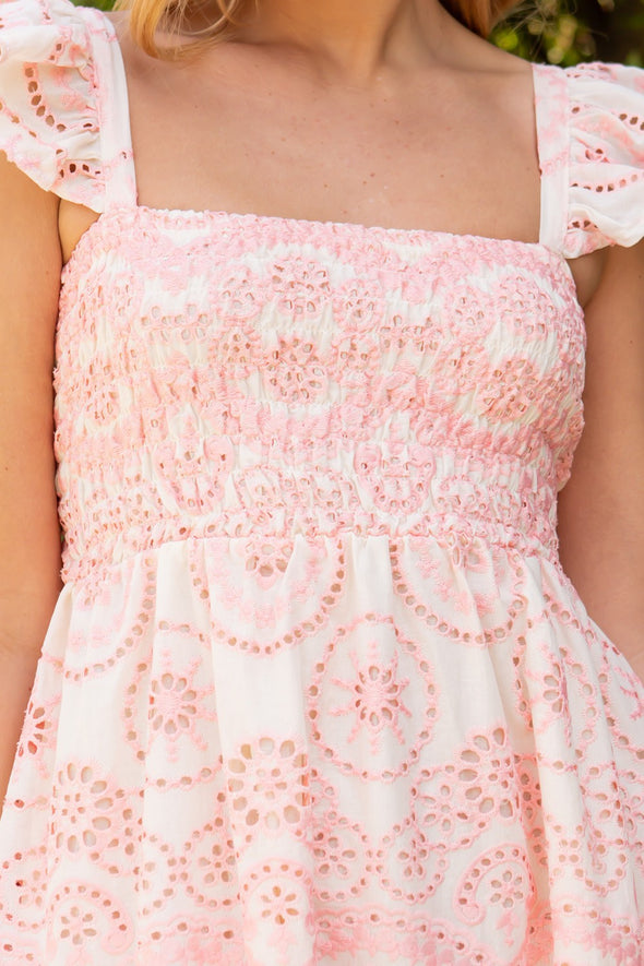 Zoomed Detail For Charleston Eyelet Midi Dress