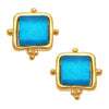 Flat view of the Susan Shaw Madeline Stud Earrings in Classic Blue