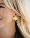 Model in the Susan Shaw Bee Intaglio Stud Earrings