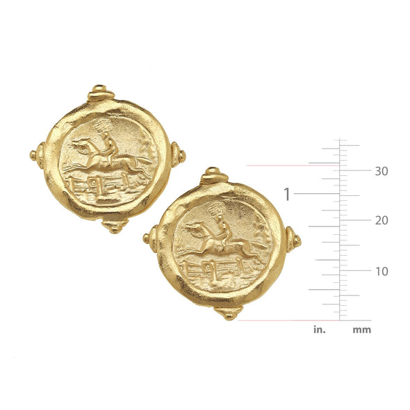Size of the Susan Shaw Handcast Equestrian Intaglio Stud Earrings