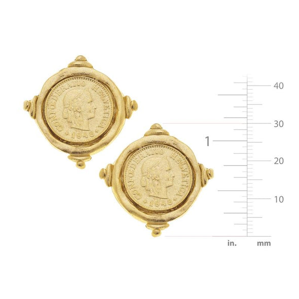 Size of the Susan Shaw Gold Coin Stud Earrings