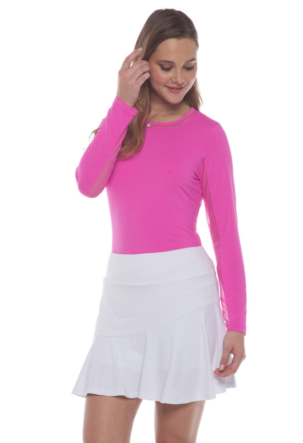IBKUL Solid Flounce Skort - White