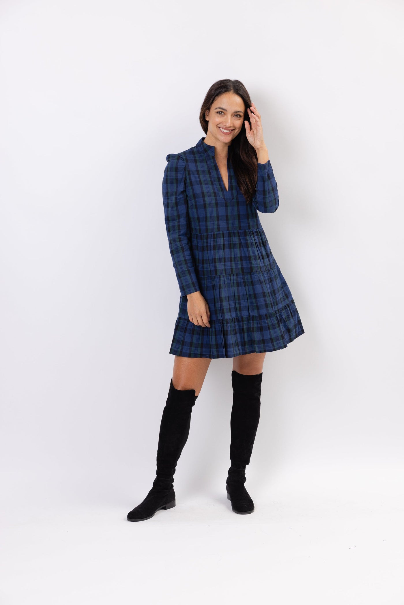 Sail to Sable Highlands Dress in Blackwatch Plaid