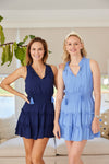 Cropped view of Sail to Sable Ruched Waist Dress - Navy