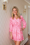 Front view of Sail to Sable Long Sleeve Smocked Waist Dress - Pink Rose