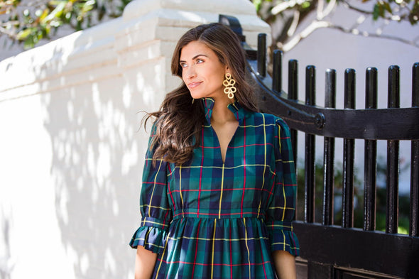 Gretchen Scott Teardrop Dress - Plaidly Cooper - Green Plaid