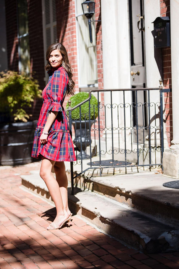 Gretchen Scott Teardrop Dress - Plaidly Cooper - Red Plaid