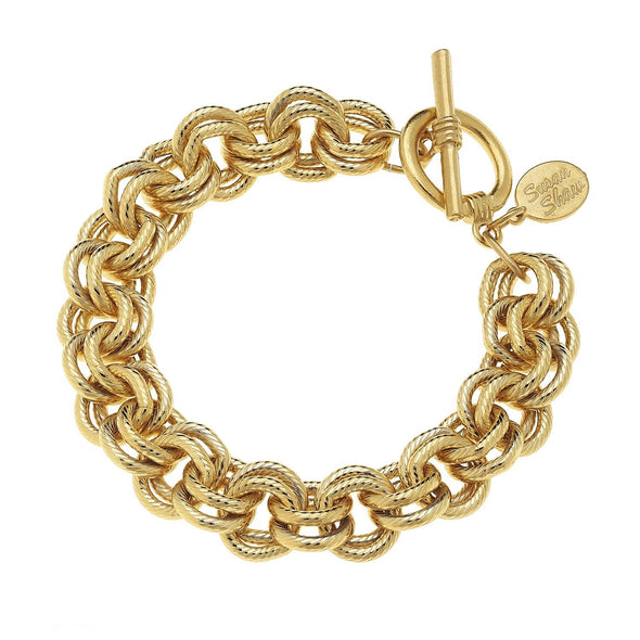 Flat view of the Susan Shaw Double Linked Chain Bracelet