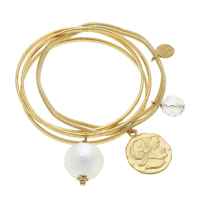 Flat view of the Susan Shaw Gold Coin Bangles