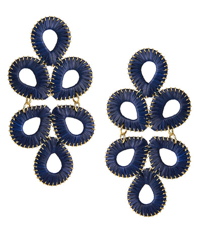 Flat view of the Lisi Lerch Straw Ginger Earrings - Navy