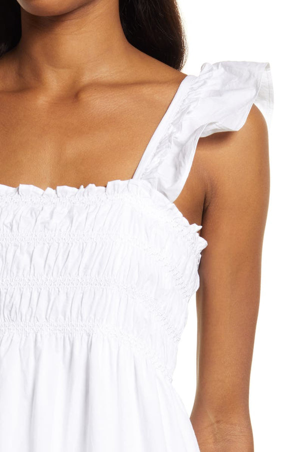 Details view of the French Connection Isla Dress - Linen White