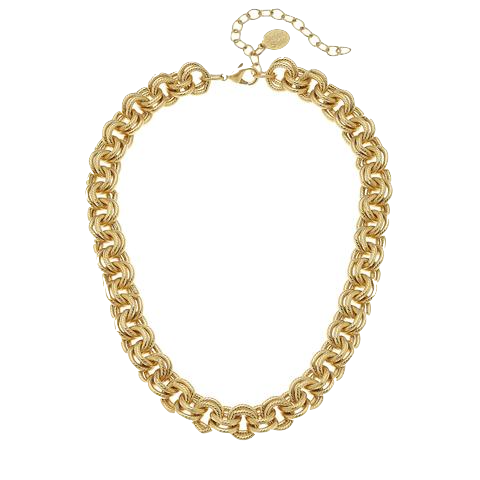 Flat view of the Susan Shaw Double Link Chain Necklace