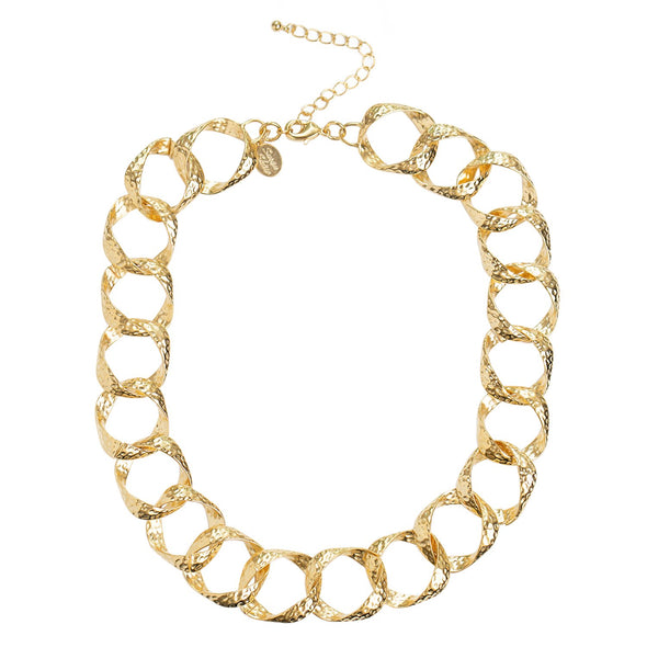 Flat view of the Susan Shaw Ellis Hammered Chain Necklace