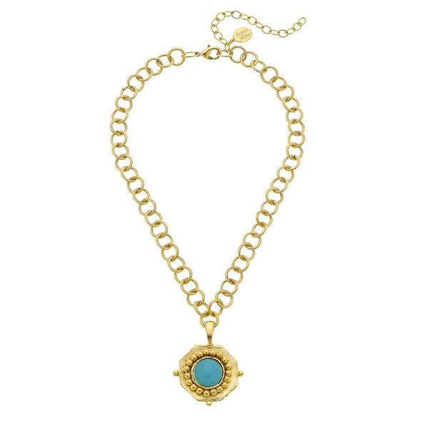 Flat view of the Susan Shaw Becca Necklace - Aqua