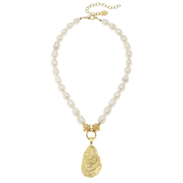 Flat view of the Susan Shaw Pearl Oyster Necklace