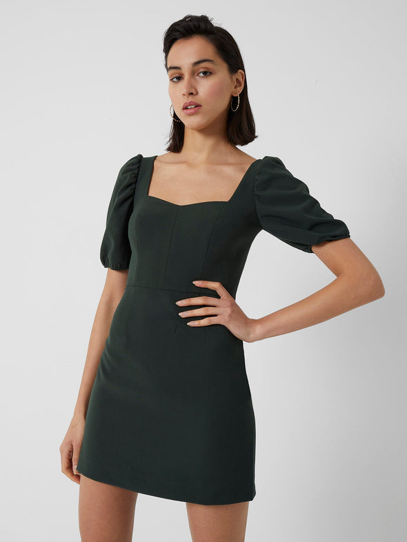 Front view of the French Connection Bridget Dress - Laurel Green