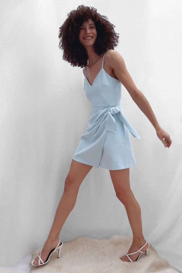 Full body view of the French Connection Amalie Dress - Light Dream Blue