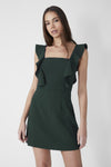 Front view of the French Connection Chelsea Dress - Laurel Green
